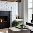 white painted brick electric fireplace in a modern living room
