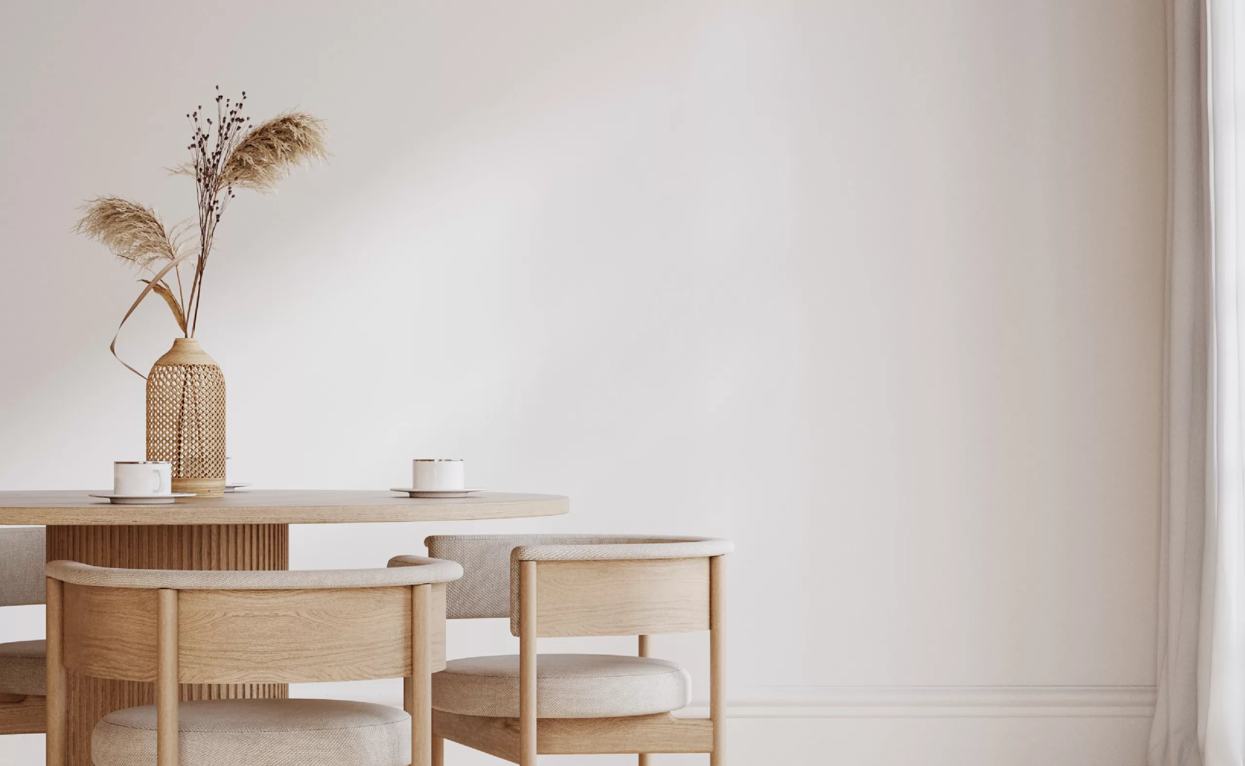 cozy modern dining room interior with a cream painted wall signifying elegance and property value